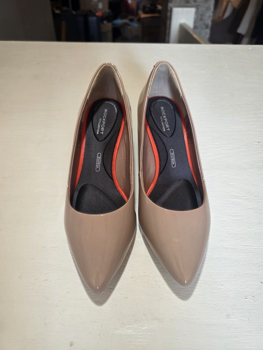 Rockport Total Motion Kalila Women's Beige Patent Pointed-Toe Pumps